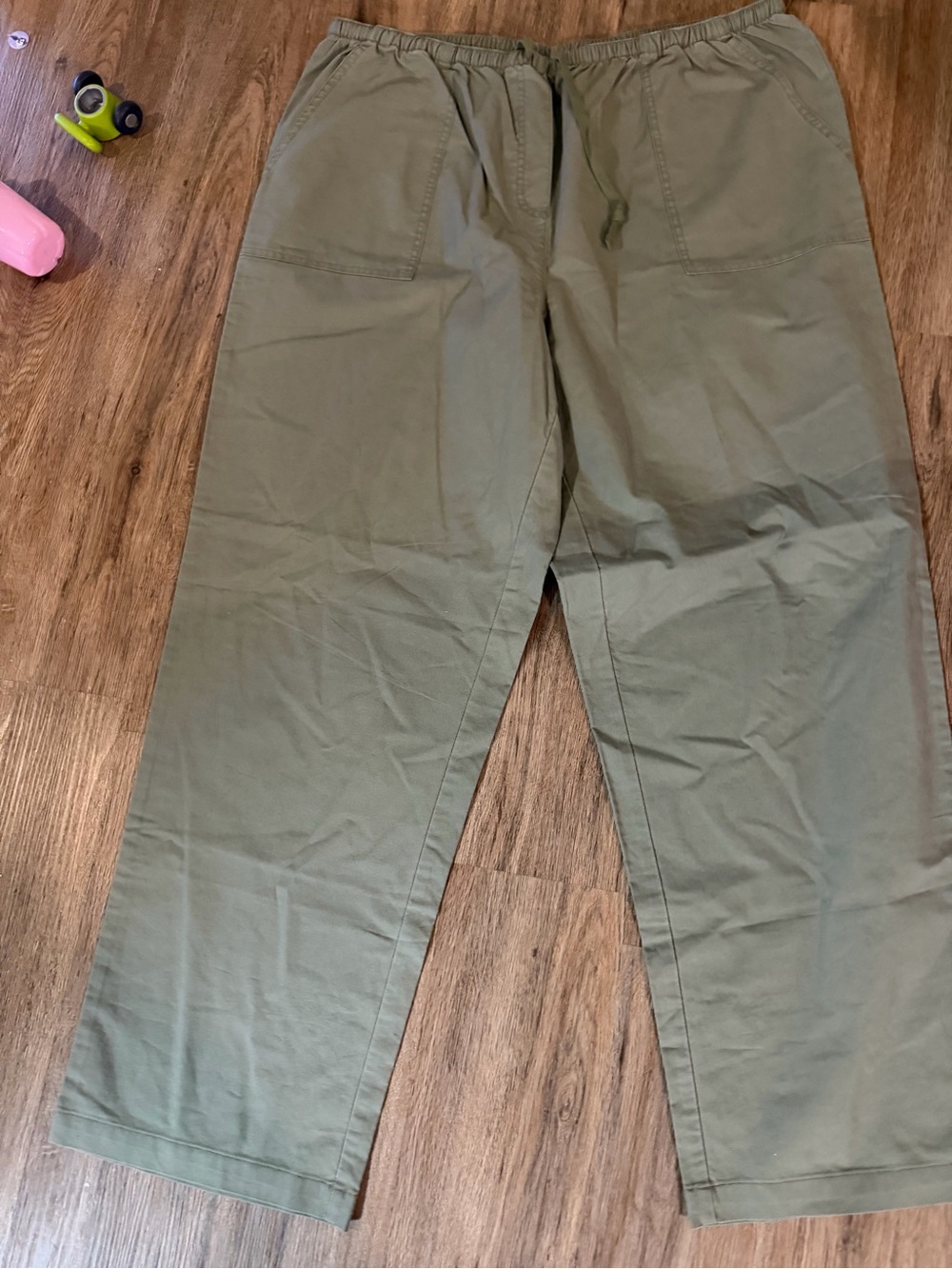 L.L. Bean Women's Wide-Leg Elastic Waist Pants in Olive